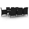 Image de Ensemble à Dîner de Jardin Coussins 9 pcs Mobilier de Salle à Manger de Patio Table et Chaises de Repas Extérieur 3099732