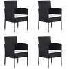 Image de Chaises de jardin coussins blanc crème 4pcs noir résine tressée, siège de jardin, chaise de balcon, chaise à dîner de 318727