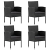 Image de Chaises de jardin coussins noir lot de 4 noir résine tressée