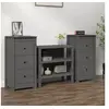 Image de Buffets 2 pcs Gris 40x35x80 cm Bois massif de pin