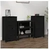 Image de Buffets 2 pcs noir 40x35x80 cm bois massif de pin