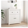 Image de Buffet blanc 70x35x80 cm bois massif de pin