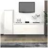 Image de Meubles TV 2 pcs Blanc Bois massif de pin