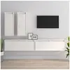 Image de Meubles TV 4 pcs Blanc Bois massif de pin3100180