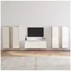 Image de Meubles TV 5 pcs Muraux Suspendus Flottants Centres de Divertissement Meubles de Rangement Salle de Séjour Salon Blanc Bois Massif de Pin 3100210