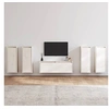 Image de Meubles TV 5 pcs Muraux Suspendus Flottants Centres de Divertissement Meubles de Rangement Salle de Séjour Salon Blanc Bois Massif de Pin