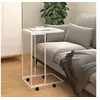 Image de Table d appoint avec roues Blanc 40x30x63,5cm Bois d ingénierie