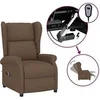 Image de Fauteuil Inclinable Electrique Siège Inclinable Dossier et Repose-pied Réglables Meuble de Salle de Séjour Intérieur Marron Tissu