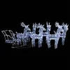 Image de Décoration de Noël avec Rennes et Traîneau Ornement de Vacances Décoration de Vacances Ornement de Fête Jardin 320 LED Acrylique