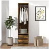 Image de Armoire avec tiroirs Chêne fumé 50x50x200 cm Bois d ingénierie