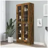 Image de Armoire à vitrine Chêne fumé 82,5x30,5x185,5 cm Bois ingénierie
