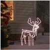 Image de Renne de Noël Pliable avec Tête Mobile Décoration de Noël Ornement de Vacances Décoration de Fête Salle de Séjour Blanc Chaud 76x42x87cm