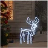 Image de Renne de Noël Pliable avec Tête Mobile Décoration de Noël Ornement de Vacances Décoration de Fête Salle de Séjour Blanc Froid 76x42x87cm