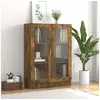 Image de Armoire à vitrine Chêne fumé 82,5x30,5x115 cm Bois d ingénierie