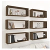 Image de Wandschappen kubus 6 st 60x15x23 cm bewerkt hout bruin eiken815932