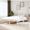 Image de Cadre de Lit Sommier à Lattes Double Adulte Cadre à Lattes sur Pied Chambre à Coucher Intérieur Blanc Bois de Pin Massif 140x190 cm