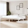 Image de Cadre de Lit Sommier à Lattes Double Adulte Cadre à Lattes sur Pied Chambre à Coucher Intérieur Blanc Bois de Pin Massif 160x200 cm