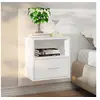 Image de Tables de chevet murales 2 pcs Blanc