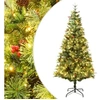 Image de Kerstboom met LED en dennenappels 120 cm PVC en PE groen344287