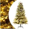 Image de Sapin de Noël pré éclairé et pommes de pin vert 195cm PVC et PE