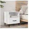 Image de Table de Chevet Armoire de Lit Table de Nuit Armoire de Chevet Meuble de Chambre à Coucher Maison Intérieur Blanc Bois d'Ingénierie 812024