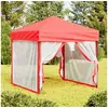 Image de Tente de réception pliable avec parois Rouge 2x2 m