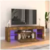 Image de Meuble TV avec lumières LED chêne fumé 120x35x40 cm