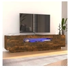 Image de Meuble TV avec lumières LED Chêne fumé 160x35x40 cm