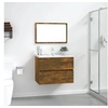 Image de Ensemble de Meubles de Salle de Bain Armoire de Rangement de Lavabo Placard de Salle de Bain Armoire à Miroir 2 pcs Chêne Fumé