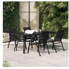 Image de Salon de jardin acier noir 5 pieces 180 x 80 x 70 cm 4 personnes