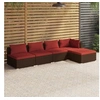 Image de 5 pieces resine tressee rouge 5 personnes salon de jardin modulable