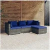 Image de Salon de jardin 4 pcs avec coussins Résine tressée Gris 3101646