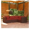 Image de Resine tressee 4 pieces 4 personnes rouge salon de jardin modulable