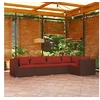 Image de Salon de jardin modulable resine tressee rouge 3 pieces 5 personnes