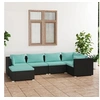 Image de Salon de jardin 6 pcs avec coussins Résine tressée Noir 3101809