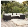 Image de Salon de jardin 6 pcs avec coussins résine tressée noir 3101935