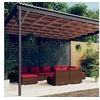 Image de 9-delige Loungeset met kussens poly rattan bruin3102003