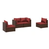 Image de Salon de jardin resine tressee rouge 4 pieces 4 personnes