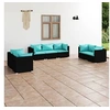Image de 7-delige Loungeset met kussens poly rattan zwart3102265