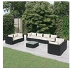 Image de 9-delige Loungeset met kussens poly rattan zwart3102287
