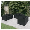 Image de Salon de jardin, 6 pcs avec coussins Résine tressée Noir
