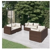 Image de 6-delige Loungeset met kussens poly rattan bruin3102298
