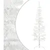 Image de Demi Sapin de Noël Artificiel Mince avec Support Arbre de Noël Décoration de Vacances Ornement de Fête Salon Intérieur Blanc 120 cm