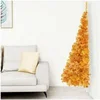 Image de Demi Sapin de Noël Artificiel avec Support Décoration de Noël Ornement de Vacances Décoration de Fête Salle de Séjour Doré 210 cm PET