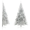 Image de Demi sapin de Noël artificiel avec support argenté 240 cm PET