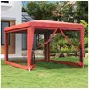 Image de Partytent met 4 mesh zijwanden 3x4 m HDPE rood319235