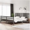 Image de Bedframe massief grenenhout grijs 200x200 cm3104305