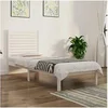 Image de Cadre de Lit Sommier à Lattes Lit Adulte Lit Simple Cadre à Lattes Meuble de Chambre à Coucher Intérieur Blanc Bois Massif 90x190 cm