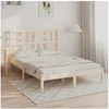 Image de Cadre de Lit Meuble de Chambre à Coucher Double Adulte Cadre à Lattes sur Pied Sommier à Lattes Intérieur Bois Massif 140x200 cm