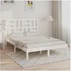Image de Cadre de lit Blanc Bois massif 140x200 cm